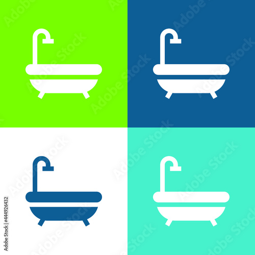 Bathtub Flat four color minimal icon set