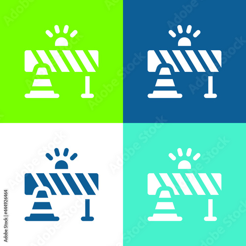 Barricade Flat four color minimal icon set