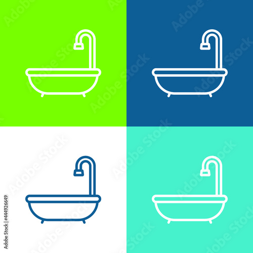 Bathtub Flat four color minimal icon set