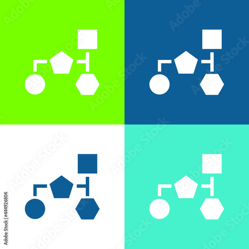 Block Scheme Of Basic Black Geometric Shapes Flat four color minimal icon set