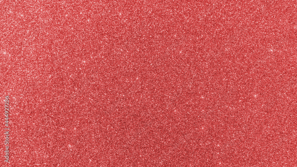 Fototapeta premium Red glitter background for Christmas holiday decoration metallic wallpaper backdrop design element with shimmering blinking texture