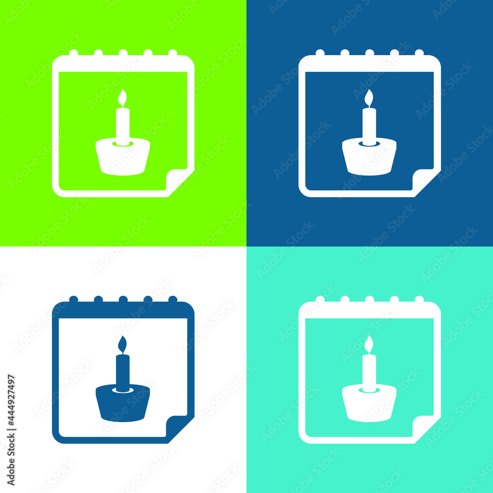 Birthday Reminder Flat four color minimal icon set Birthday Reminder Flat four color minimal icon set