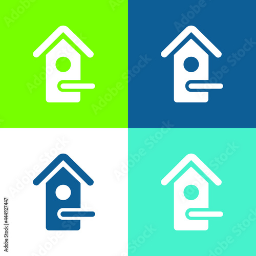 Bird House Flat four color minimal icon set