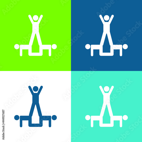 Acrobatics Acrobats Group Silhouette Flat four color minimal icon set