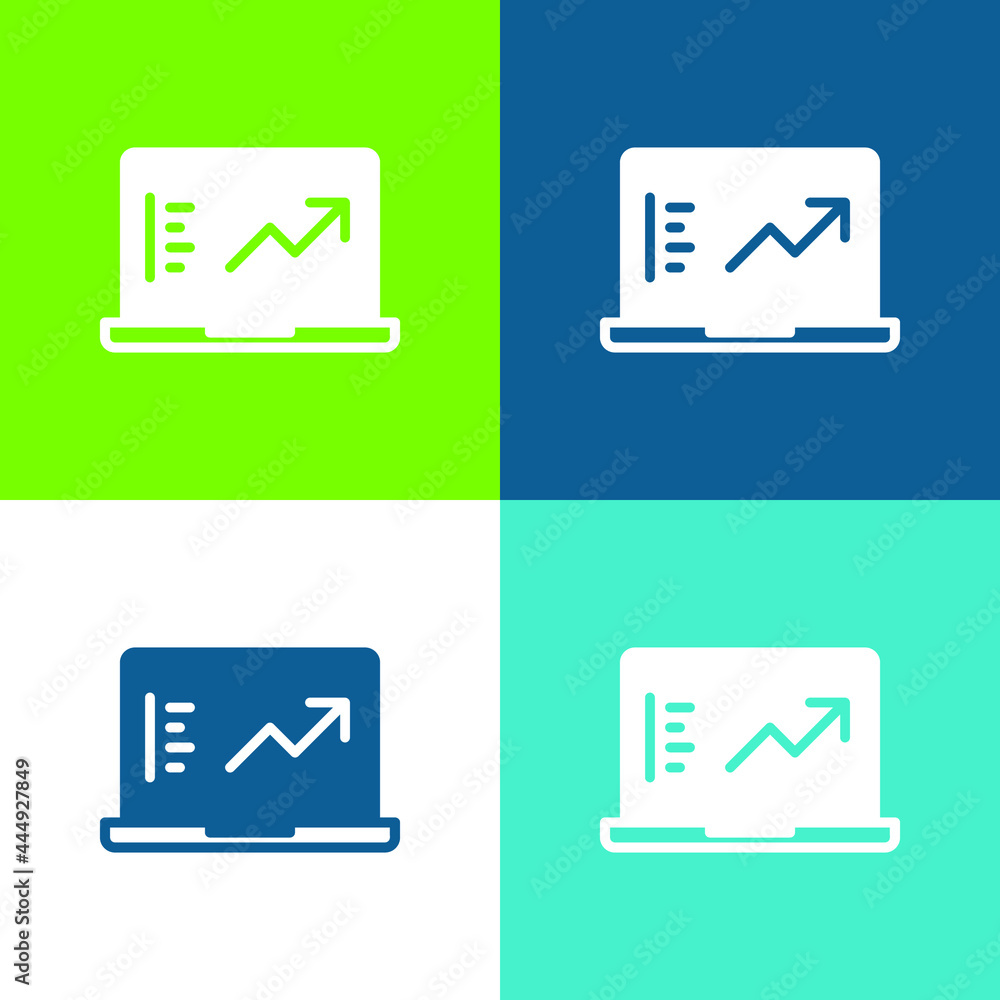 Analytics Flat four color minimal icon set Analytics Flat four color minimal icon set