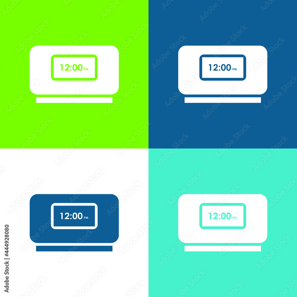 Alarm Clock Flat four color minimal icon set Alarm Clock Flat four color minimal icon set