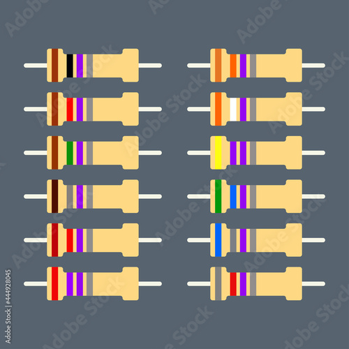 vector set of resistors with color , electronic component resistor icon