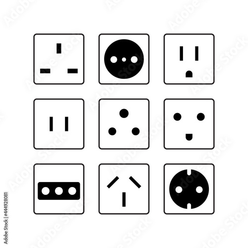 set of electrical outlets , electric plugs icon vector illustration
