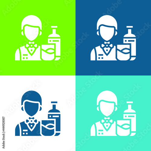 Bartender Flat four color minimal icon set
