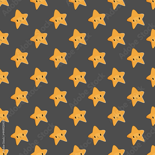 Cute funny stars seamless pattern. Vector illustration.