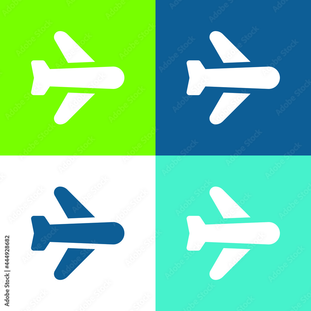 Airplane Flat four color minimal icon set