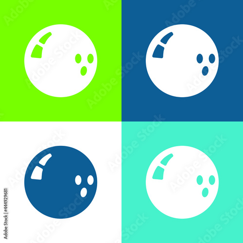Bowling Ball Flat four color minimal icon set