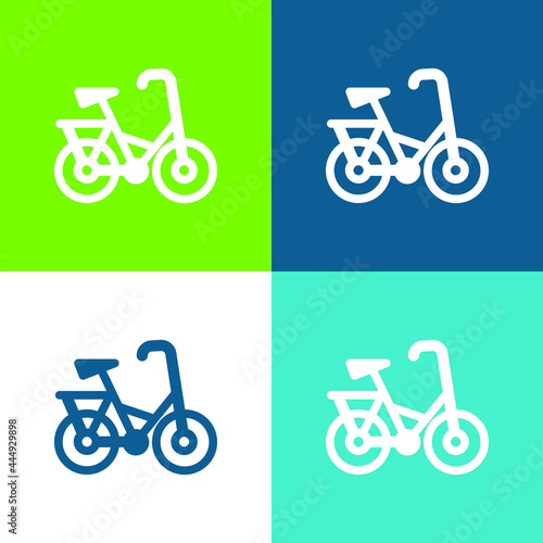 Bicycle Flat four color minimal icon set