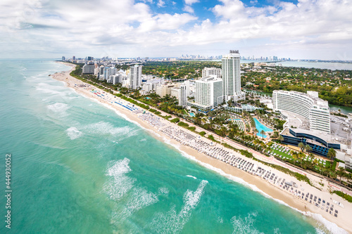 Fountainebleau Hotel,.Miami Beach,South Beach,.Helicopter Aerial View.Miami City, .South Florida,USA