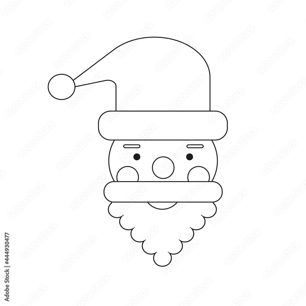 Santa Claus face template in black and white outline. New Year, Winter, holiday Santa Claus face template in black and white outline. New Year, Winter, holiday