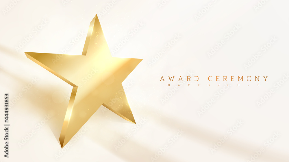Gold star shaped, light sparkle luxury effect background, award ...