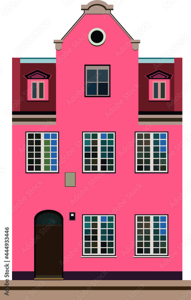 Beautiful pink house in Riga. For postcard, sticker, magnet, print.
