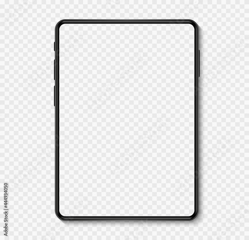 Black laptop isolated on transparent background, laptop blank screen, laptop mockup, vector illustration.