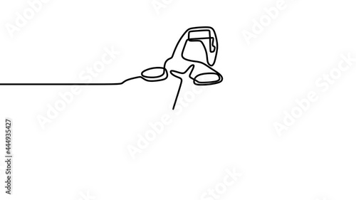 Continuous drawing line art of DSLR Camera with black line and white background. One line photo