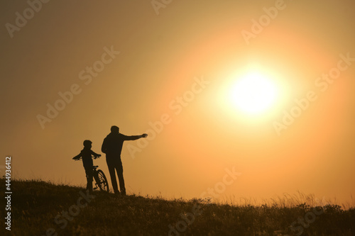 Happy Family Is Playing Outdoors. Father And Son