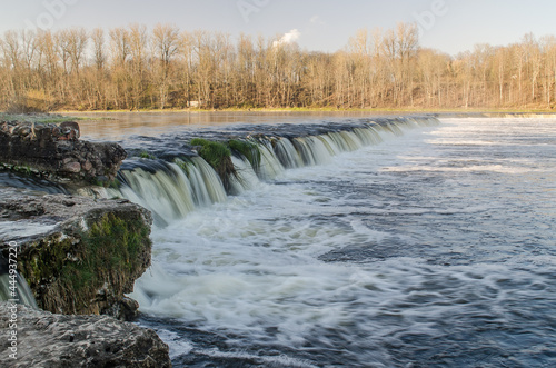 Venta waterfall, the widest waterfall in Europe, long exposure photo, Kuldiga, Latvia.