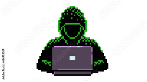 Hacker. Pixel art illustration