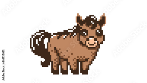 Cute kawaii pixel art horse