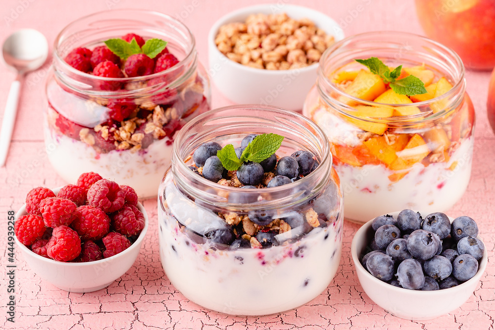 Healthy breakfast. Granola / muesli yoghurt and fruit. Healthy breakfast. Granola / muesli yoghurt and fruit.