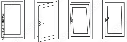 window in different positions, vector illustration