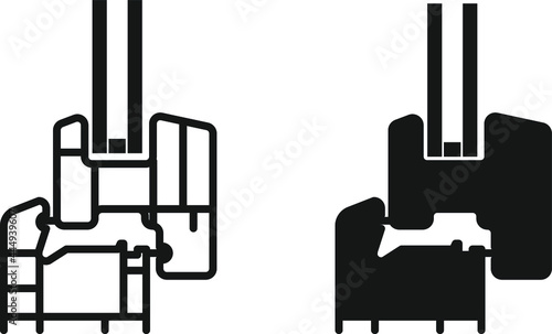plastic window profile icon, vector illustration