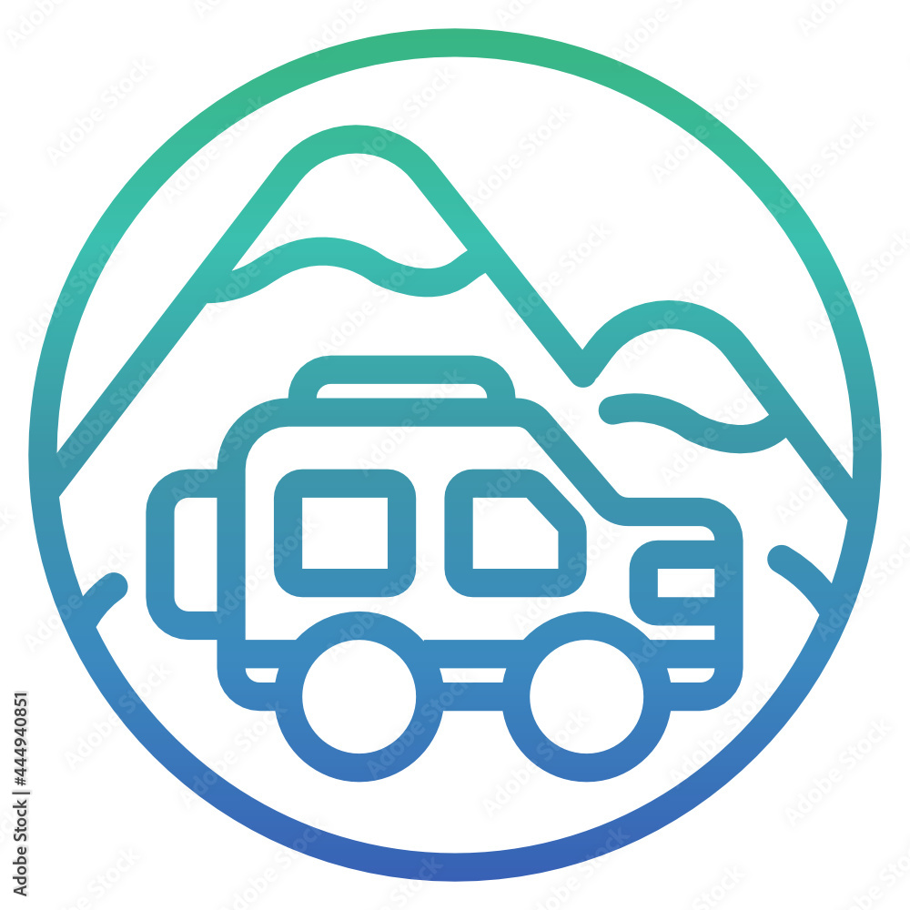 Offroad , Outdoor and Camping gradient icon. Offroad , Outdoor and Camping gradient icon.
