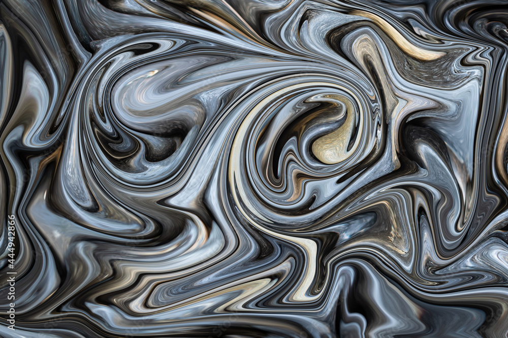 Grey and blue tone rippled oil paint wave form, brightness ranged from lightness to darkness tones with reflection. Abstract in shape, form, content and meaning. Beautiful and inspirational indeed. Grey and blue tone rippled oil paint wave form, brightness ranged from lightness to darkness tones with reflection. Abstract in shape, form, content and meaning. Beautiful and inspirational indeed.