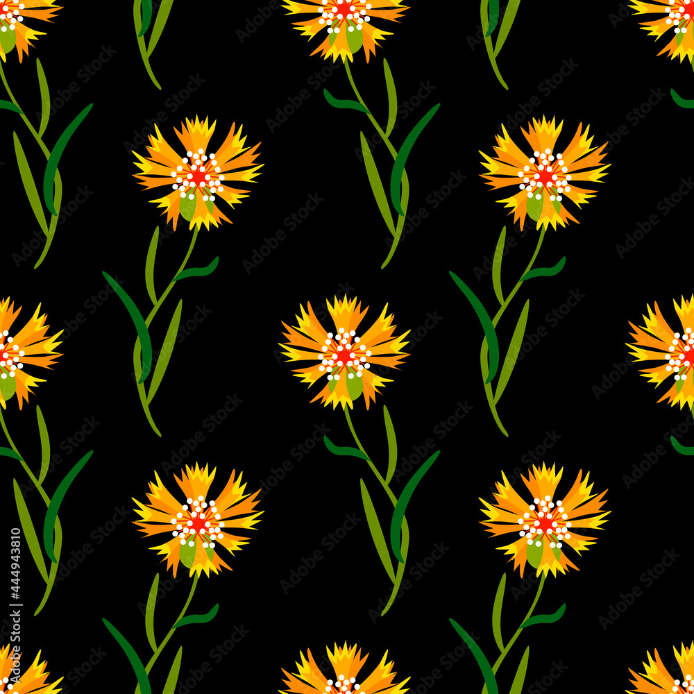 Obraz premium Cornflowers seamless pattern, watercolor illustration.