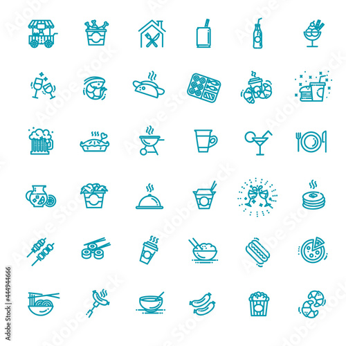 Food courts icons set. Outline set of food courts vector icons