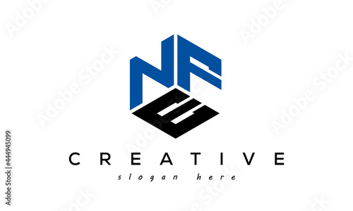 NFE three letters creative logo with hexagon photo