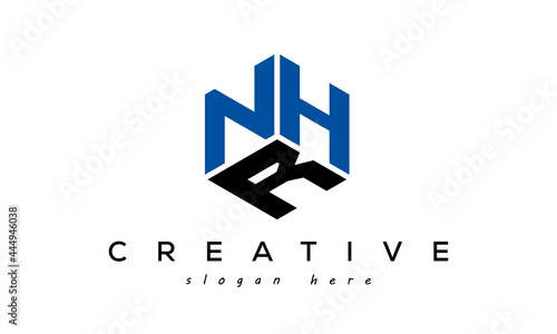 NHR three letters creative logo with hexagon photo