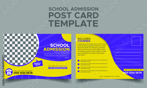 School admisiion Postcard template design