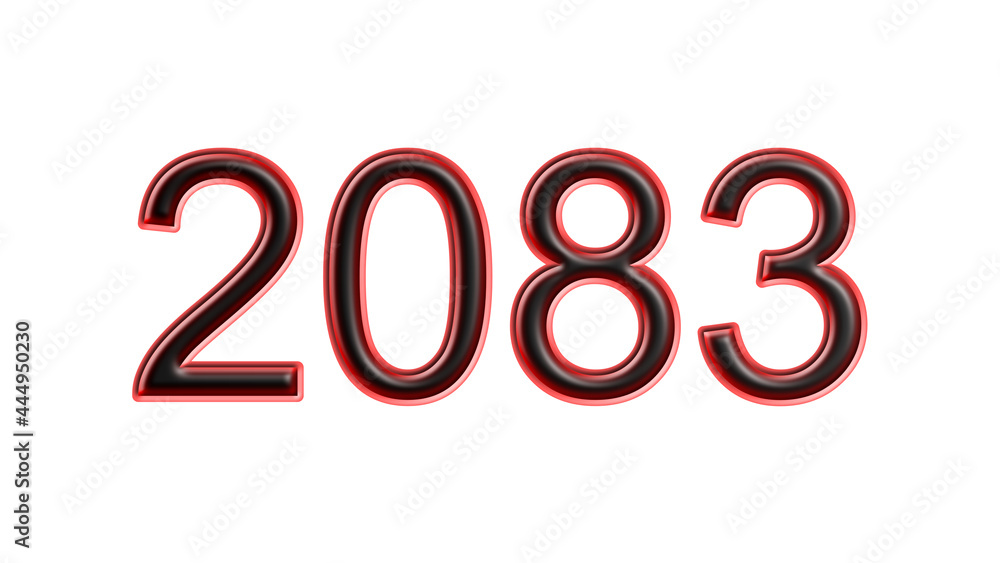 red 2083 number 3d effect white background red 2083 number 3d effect white background