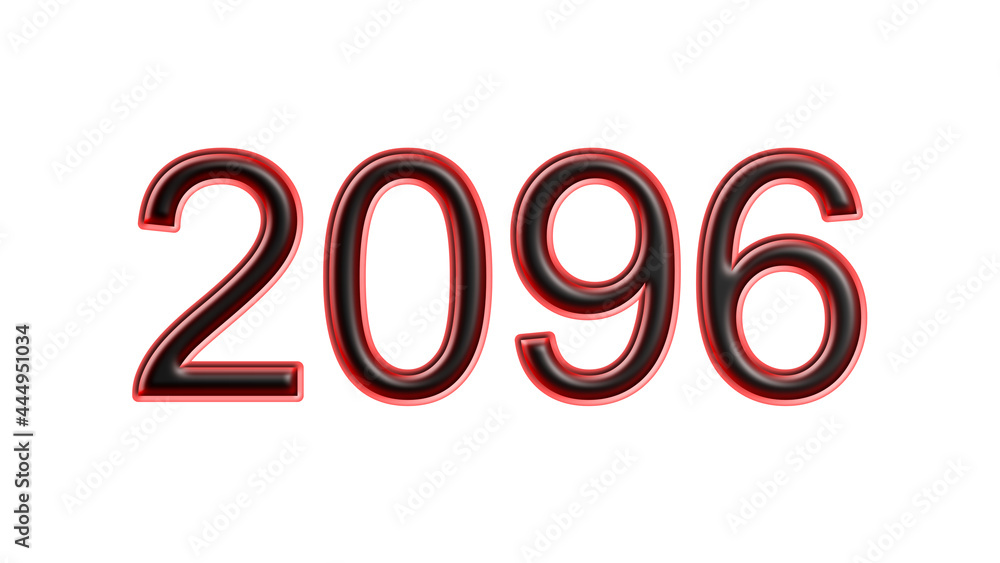 red 2096 number 3d effect white background red 2096 number 3d effect white background