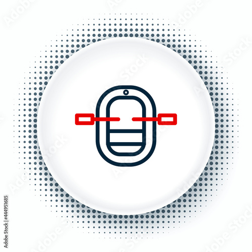 Line Rafting boat icon isolated on white background. Inflatable boat with paddles. Water sports, extreme sports, holiday, vacation. Colorful outline concept. Vector
