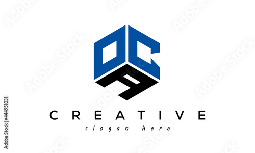 OCA three letters creative logo with hexagon