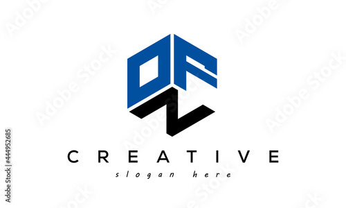 OFN three letters creative logo with hexagon photo