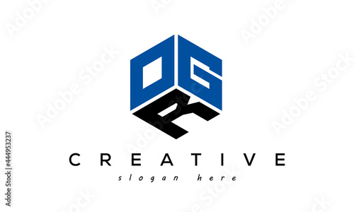 OGR three letters creative logo with hexagon