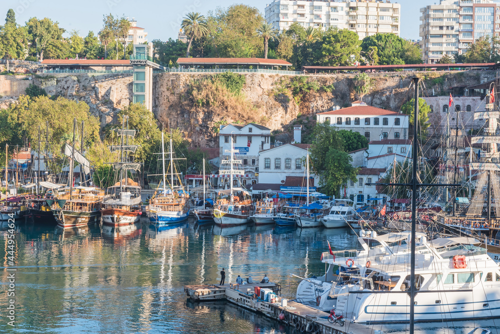 ANTALYA - August 25: Antalya Harbour at Dusk on  August 25, 2015 in Antalya, Turkey.