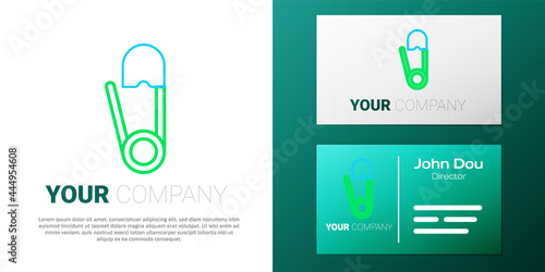 Line Classic closed steel safety pin icon isolated on white background. Colorful outline concept. Vector