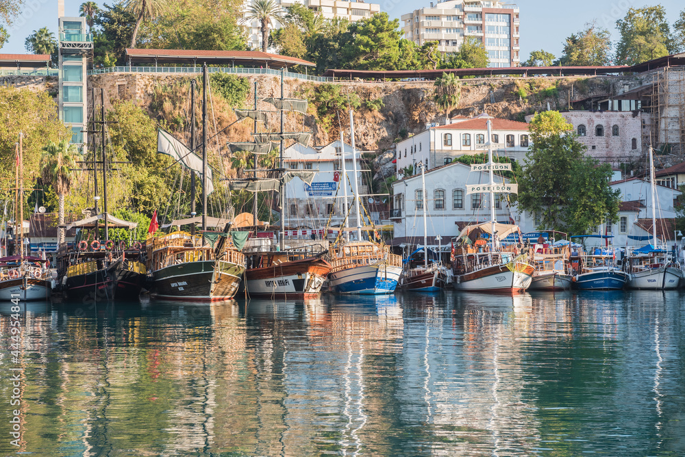 ANTALYA - August 25: Antalya Harbour at Dusk on  August 25, 2015 in Antalya, Turkey.