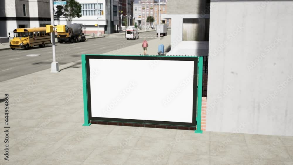 3D mockup outdoor billboard with green stand on street 3D mockup outdoor billboard with green stand on street
