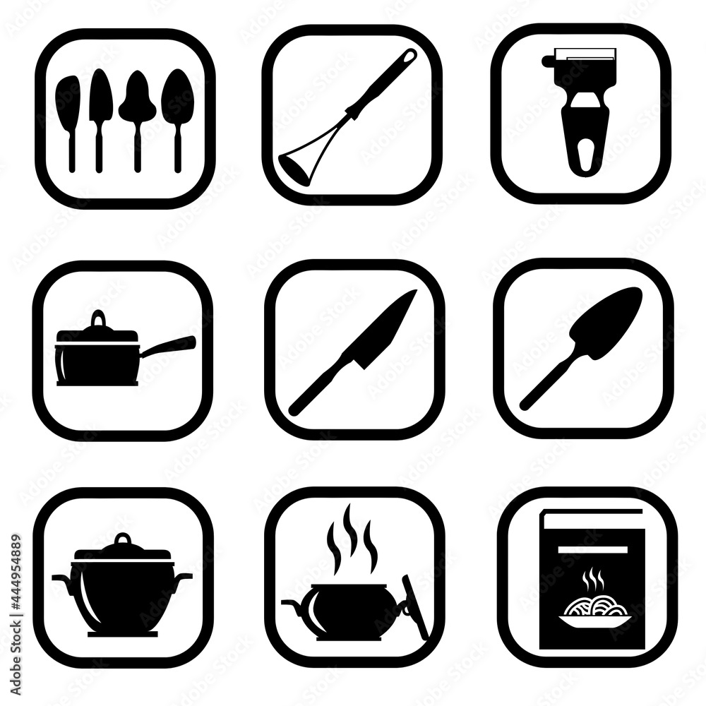 set of icons of kitchen utensils