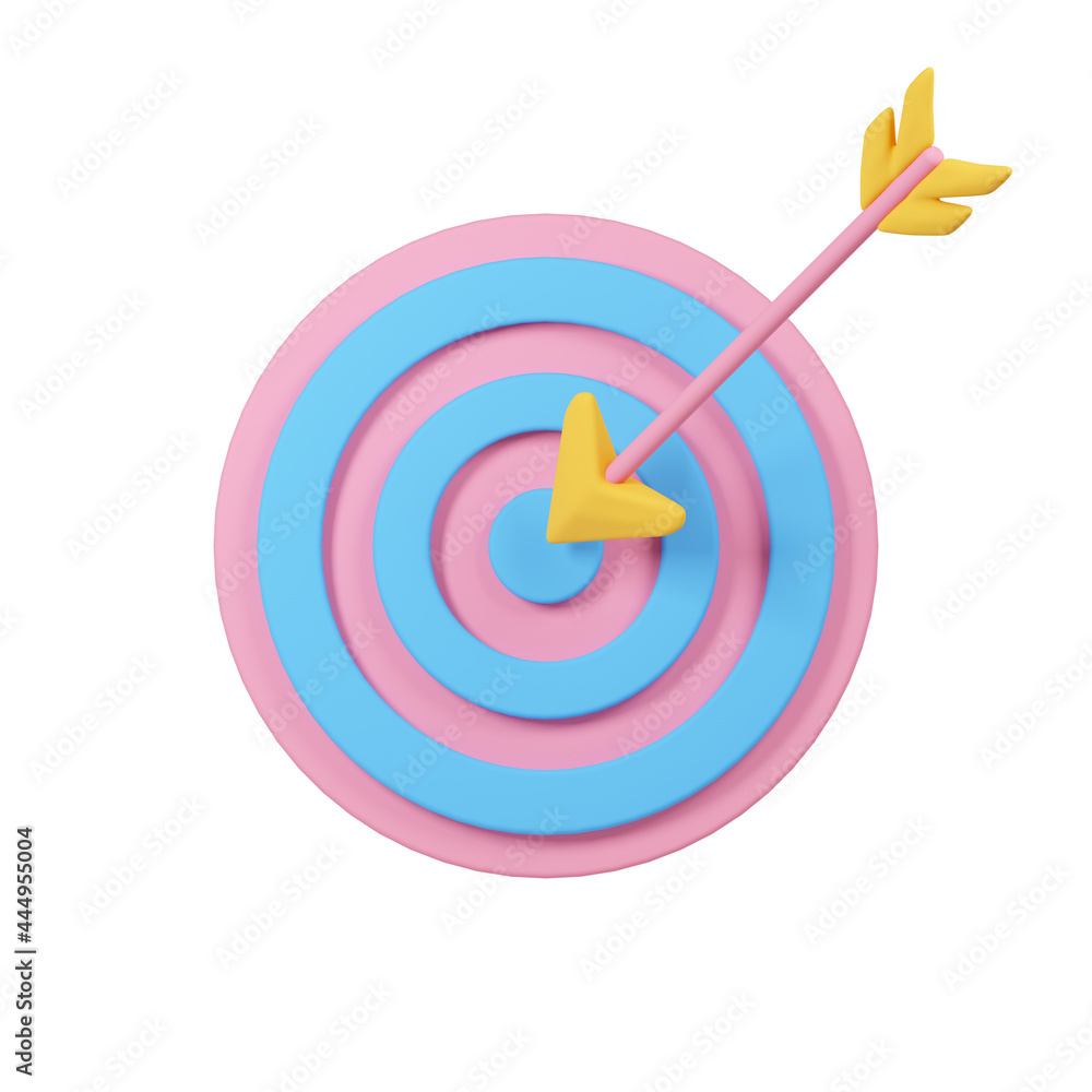 Arrow with target icon isolated on white.