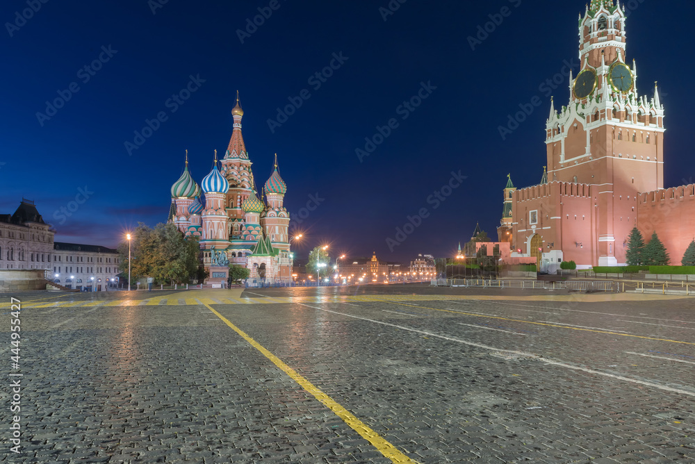 Night view of Red Square and Saint Basil s Cathedral in Moscow